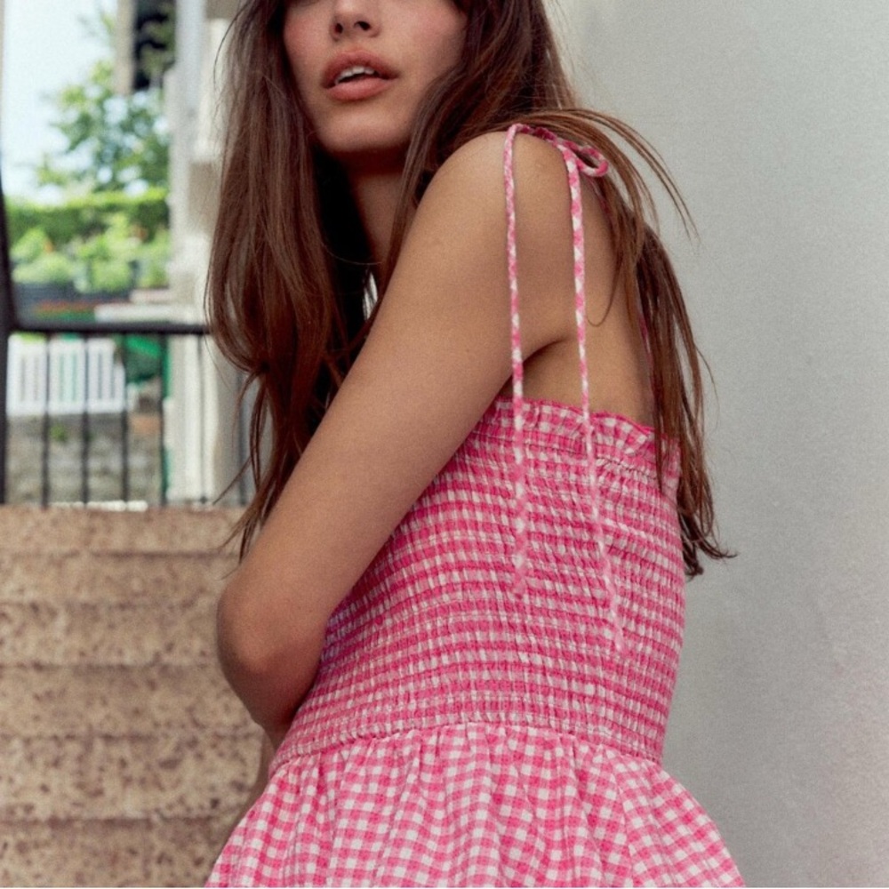 Zara Pink Checkered Dress